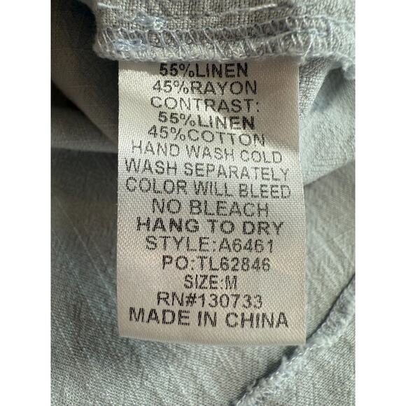 Umgee Linen Blend High Low Frayed Hem Dress Womens Size Medium Boho Beachy - Picture 10 of 10